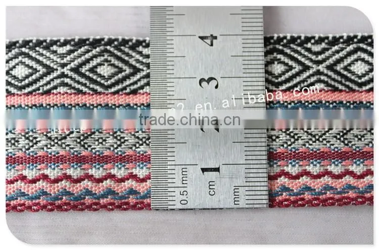 Newest design 4cm width yarn dyed ethnic polyester bias tape wholesale