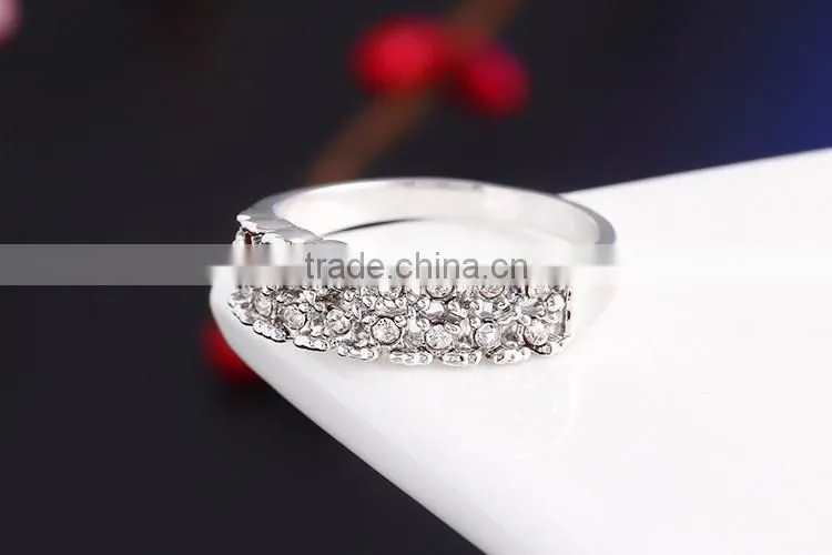 Free shipping silver plated clear crystal 1gram gold rings 2016