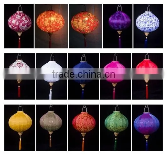latest design high quality fabric blue round lantern wholesale