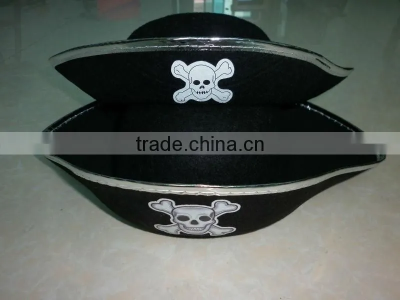 Cheap Promotional Black Gold Adult kids non-woven Party Pirate Hat