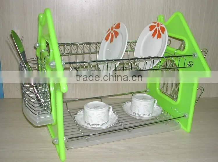 West style 2 tiers Metal Sink Dish Rack with galss holder