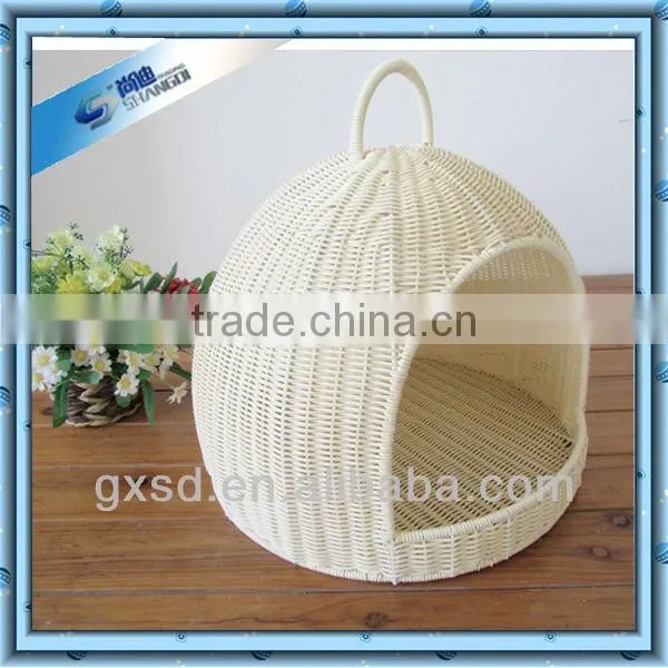 Cheap plastic rattan oval white pet kennel plastic pet basket