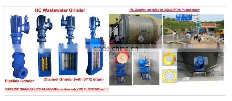 Channel type wastewater grinders without drum model HCC-N80