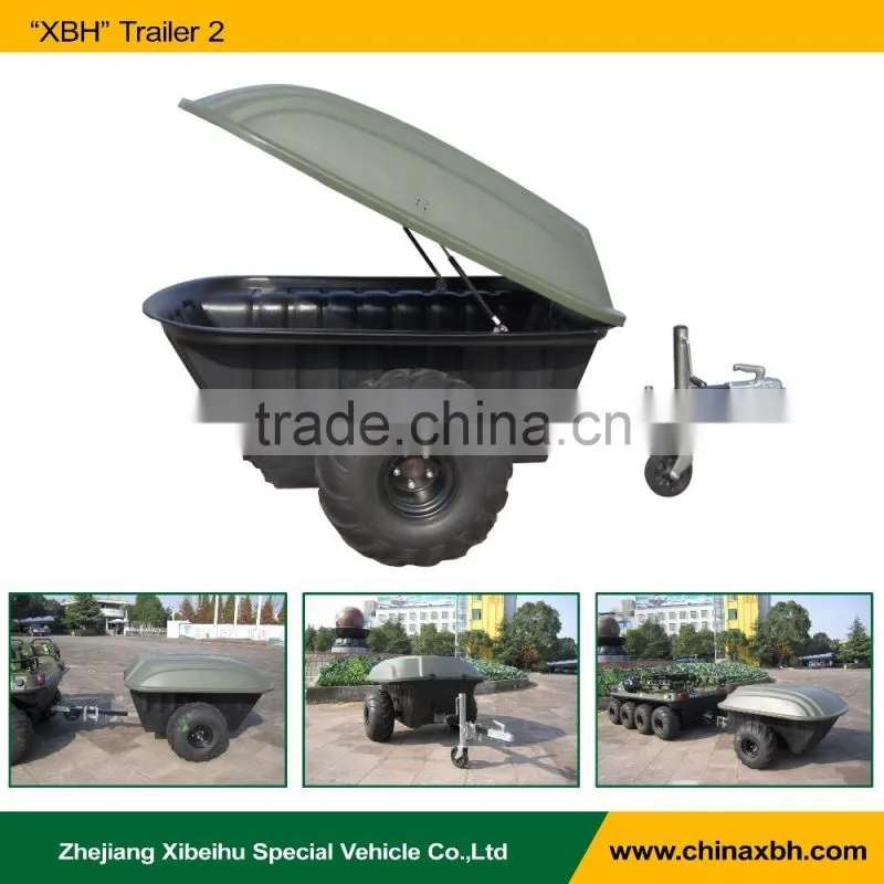 300kgs capacity ATV Tow Behind Trailer 2 wheel rear trailer for amphibious vehicle accessary