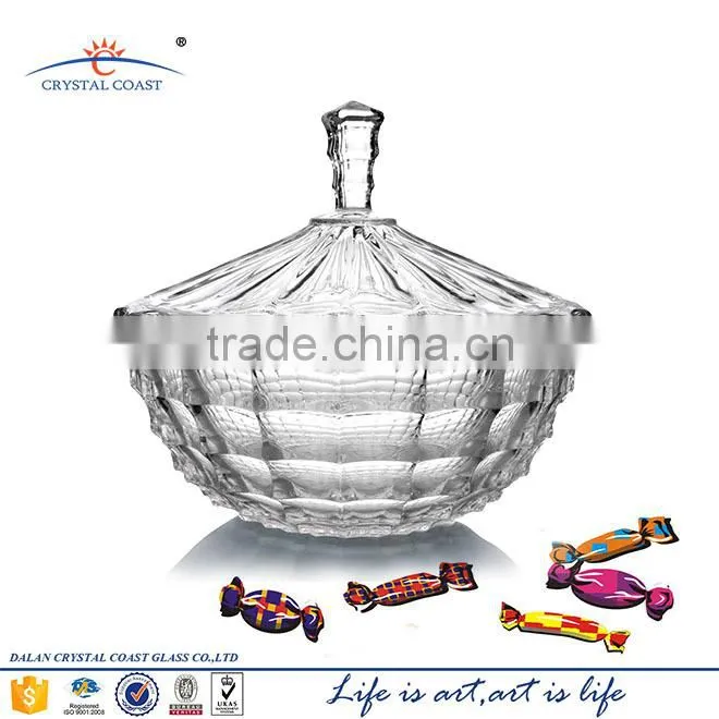 round glass candy jar crystal glass jar with glass lid