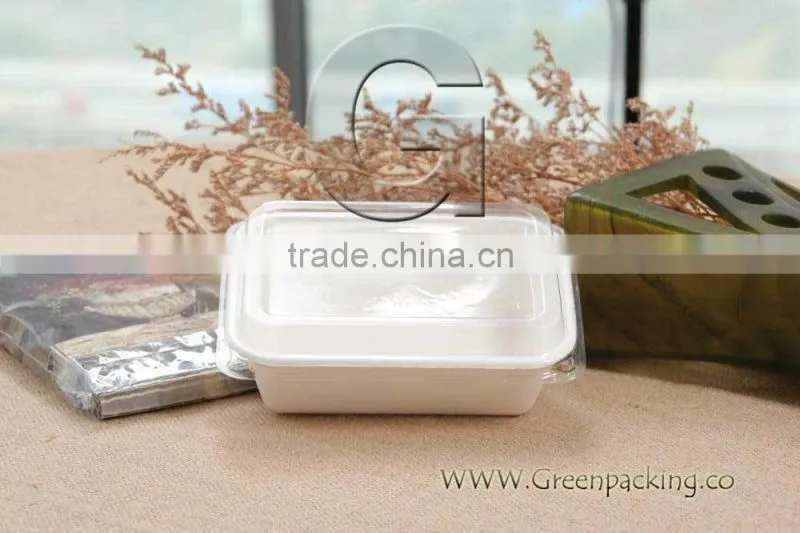260ml/350ml/700ml compostable sugarcane food container with PET lids