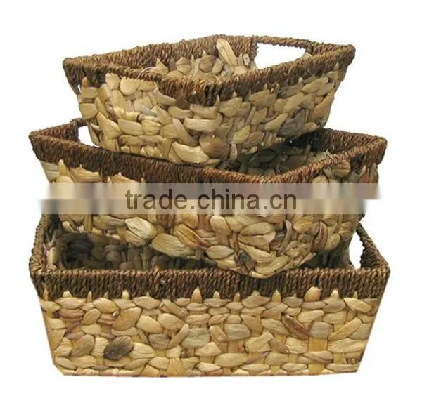 3pc water hyacinth storage basket trays