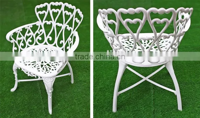 White outdoor furniture kids table and chair set cast aluminum patio sets