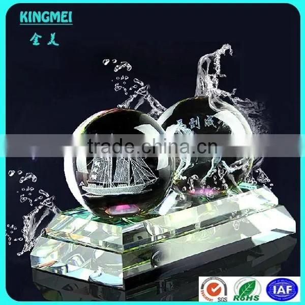 gold leaves glass apple with mirror base for car decoration