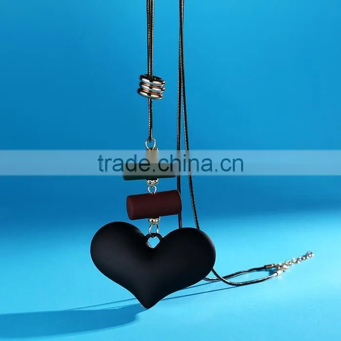 Korea rubber plated heart pendant necklace autumn winter long necklace heart necklace for lovers