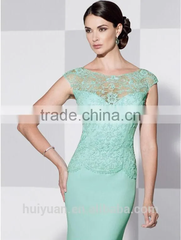 2015 newest good quality high neck short sleeve lace dress