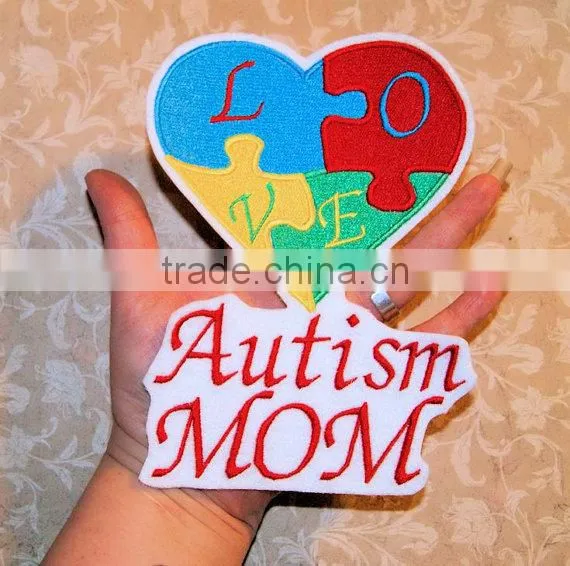 Custom high quality embroidered creative Love puzzles patch for clothes embroidery patch made in china choose size/color