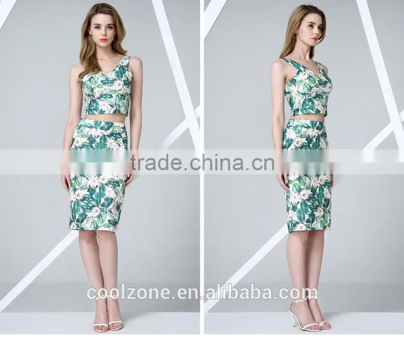 Sleeveless Summer Sexy print Slim Women's Business Suit