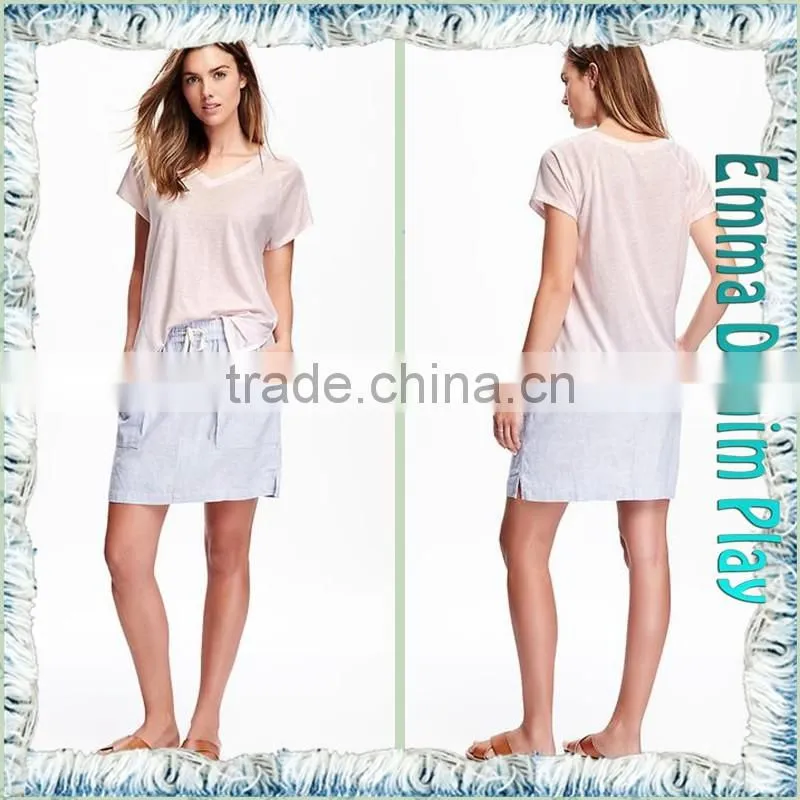 2016 New Design High Quality Fashion Ladies Stylish Heart Neck Thin Cotton T-Shirt