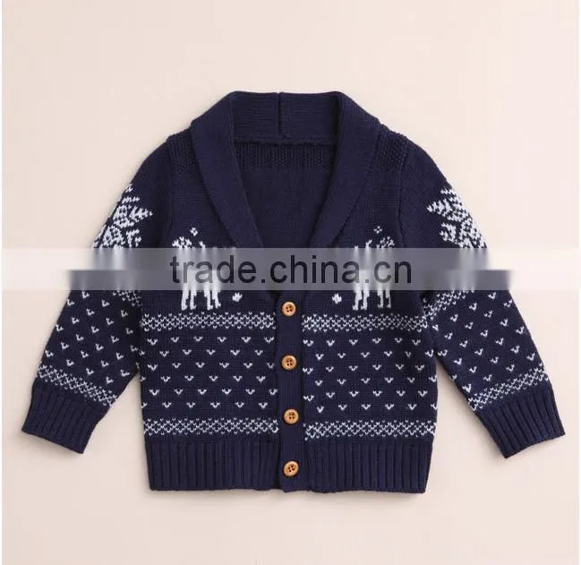 Hot Sale Cotton Children Sweaters Cute Christmas Pattern Knitting Kids Cardigan