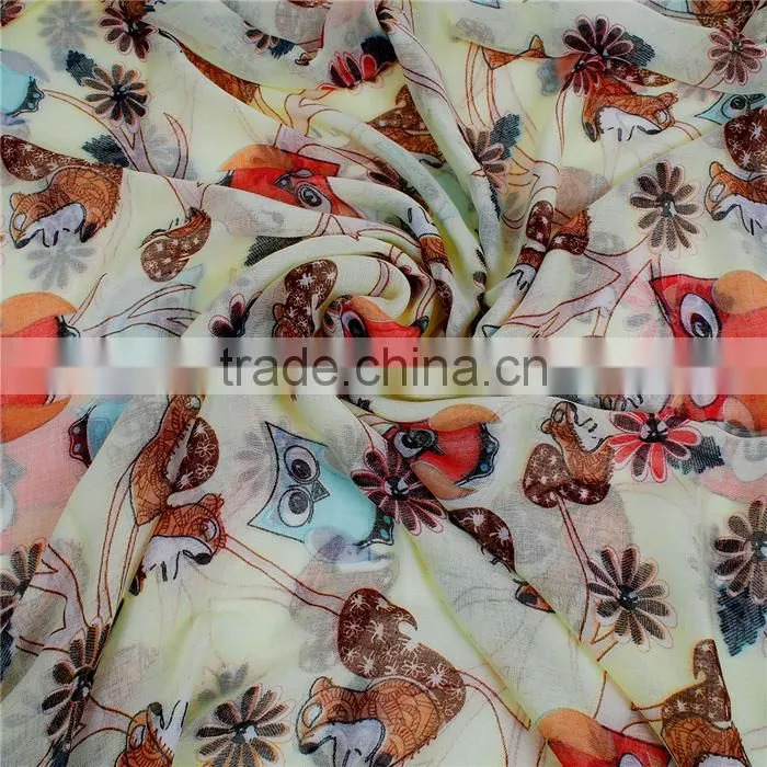Voile Scarves & Wraps Rectangle Pale Yellow Squirrel Scarves Fashion