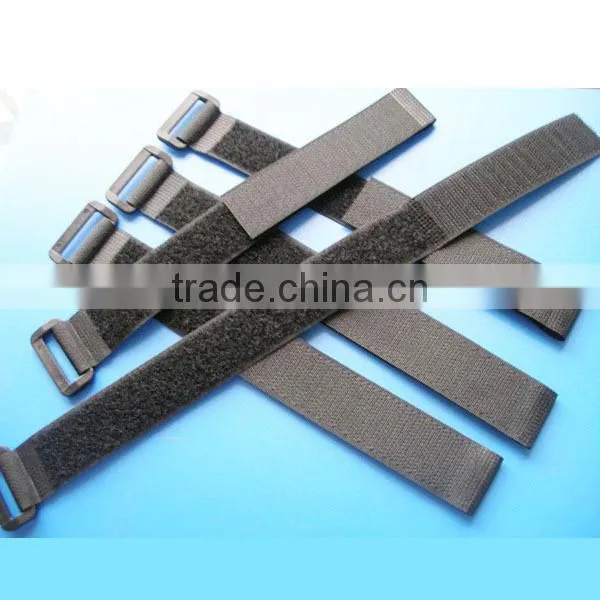 Reusable one side hook and loop strap with buckle