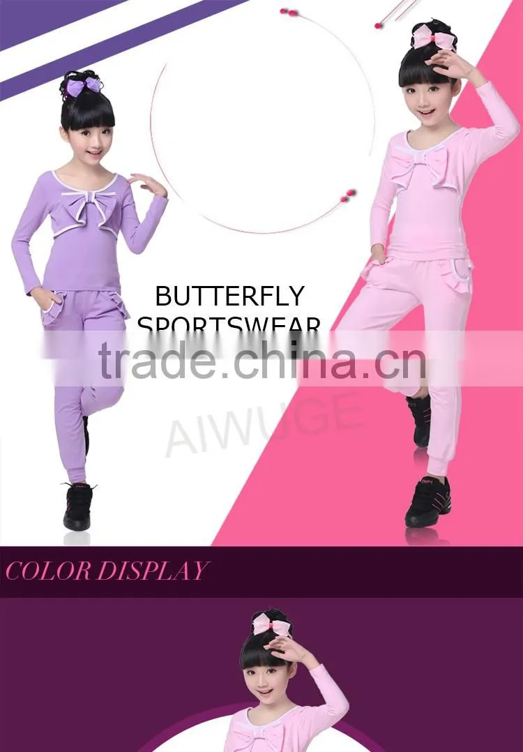 New Spring Autumn Girls Bowknot Long Sleeve Sweatshirt Hoodies & Pants Trendy Tracksuits Children Gymnastics/Sport Suits
