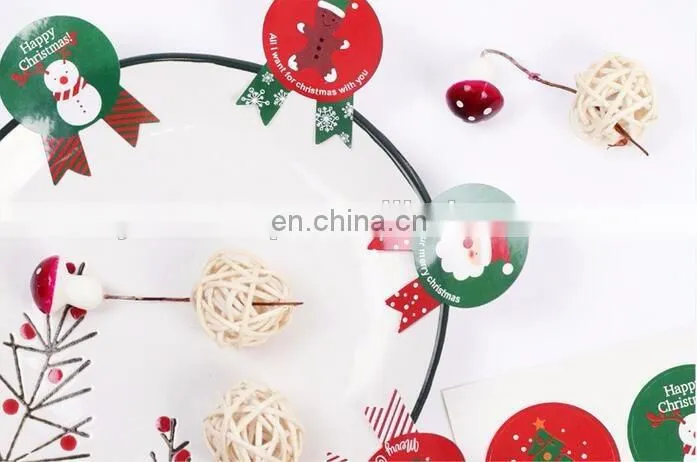 Hot Sale Badge Shape Red And Green Christmas Box Bag Label Baking Bag Sealing Sticker Baby Shower Gift Decoration Craft Packing