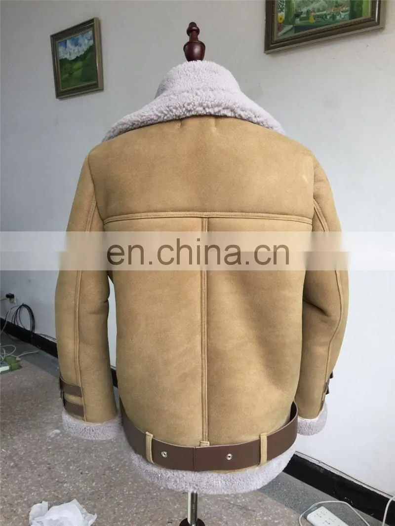 New Arrival Fur One Simple Design Sheepskin Leather Jacket Coat