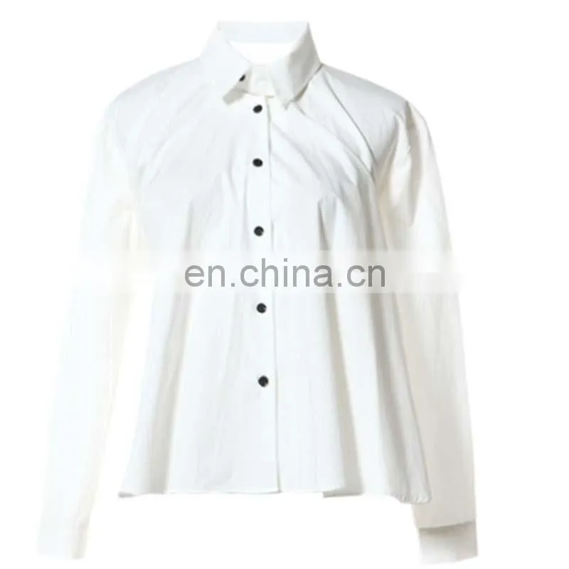 wholesale custom white plain ladies office shirt with 100% cotton