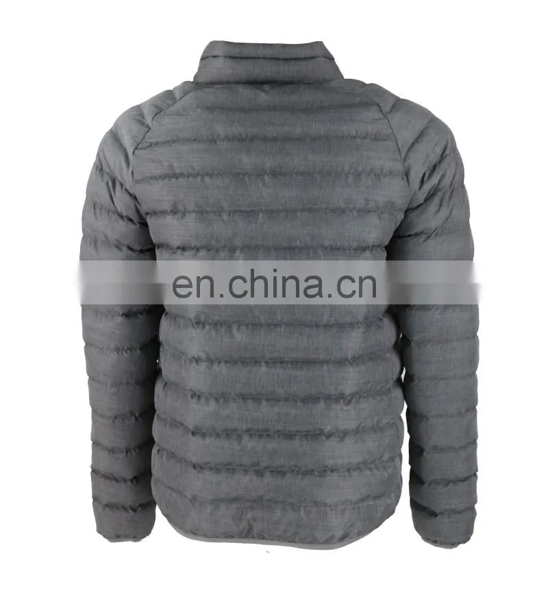 Men's OEM high quality soft shell padded jacket , grey color winter jacket with padding .
