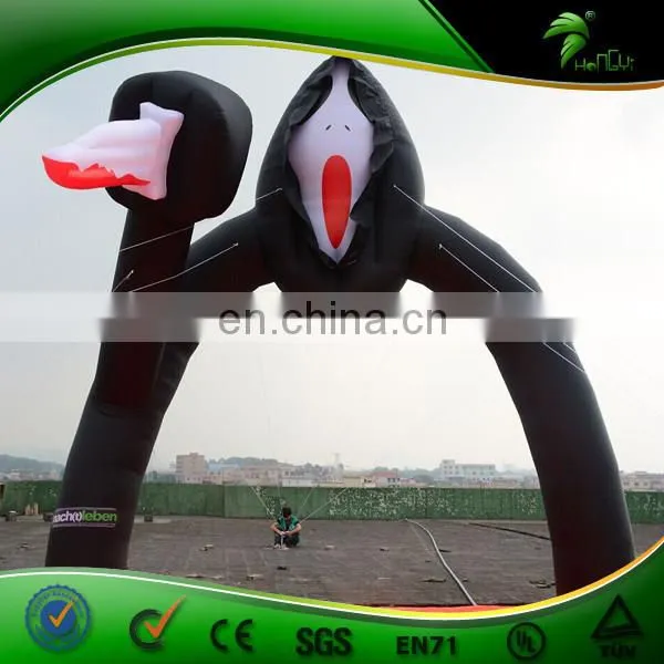 Customzied 6m high Black Inflatable Skull Halloween Arch