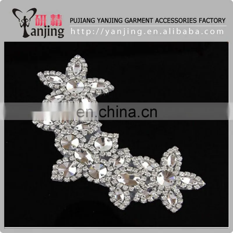 Professional Factory Rhinestone bridal Applique crystal Sash Bridal Applique pearl Wedding trim bead