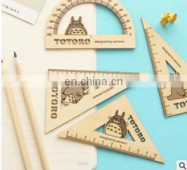 Wood Scale Metric Square Triangle Ruler