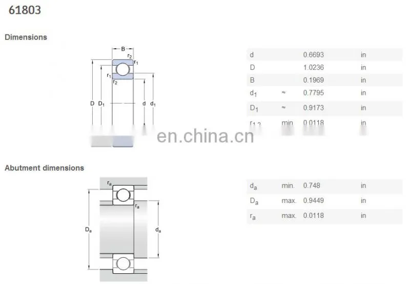 61803 Open Type Thin Section Deep Groove Ball Bearing 17x26x5mm With High Speed