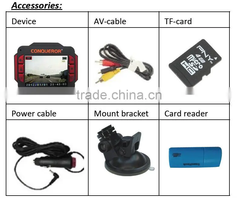 HOT!!! 3g car camera CVR-G720 From Conqueror laser camera detector