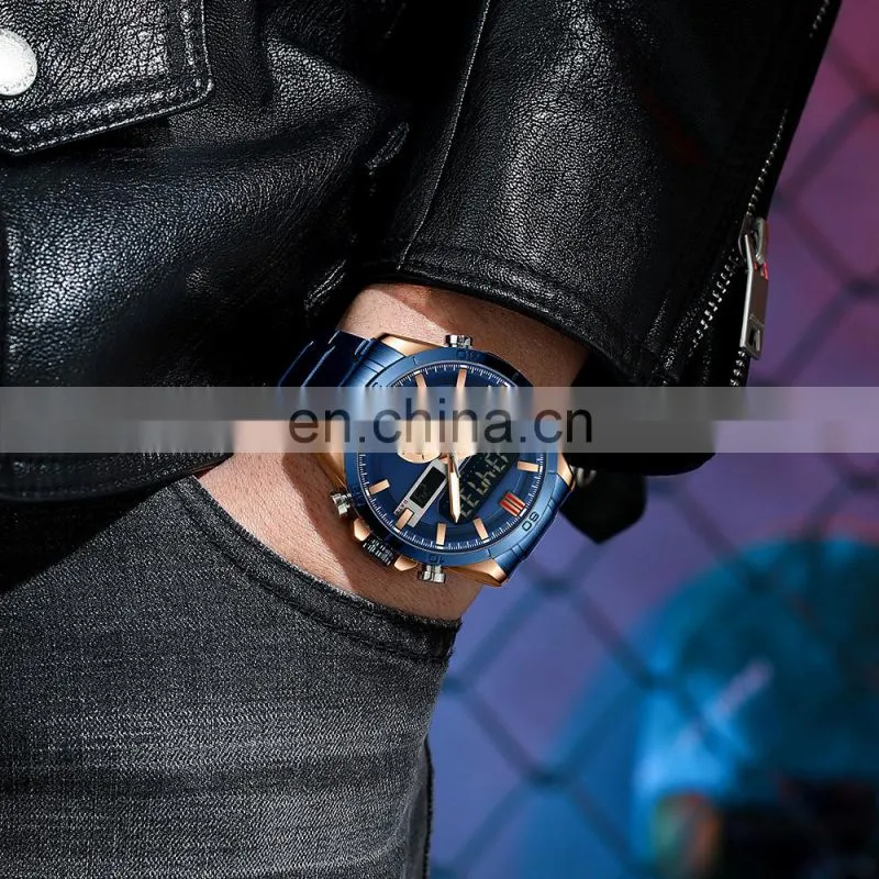CURREN 8384 Men's Digital Watches Fashion Sport Stainless Steel Chronograph Luminous LED Gold Watch