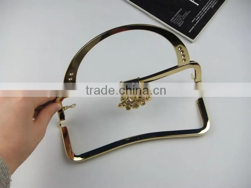 NEW!Top quality high-grade gold metal bag frame for handbag with flower pattern clasp and handle
