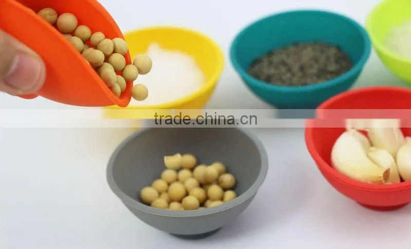Multi-colored small silicone bowls