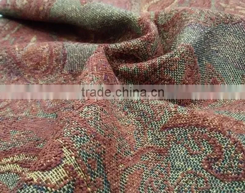 Red Jacquard sofa fabric recycled polyester fabric