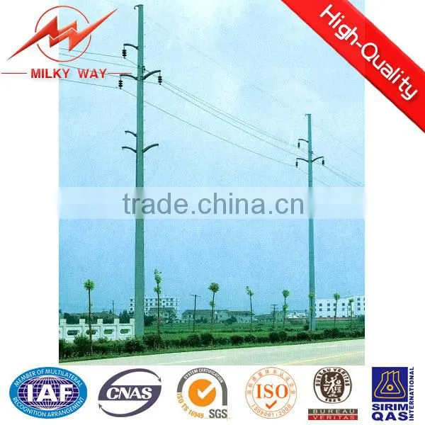 SGS 10m 12KN outdoor galvanized steel mast pole for Africa
