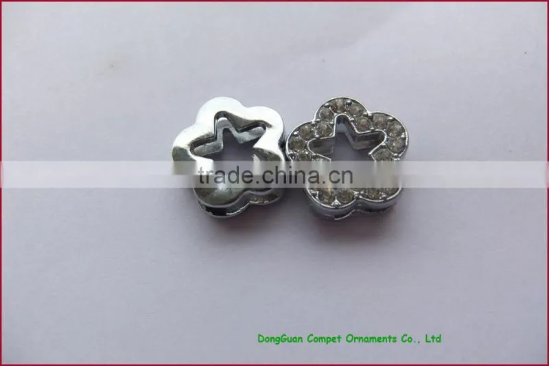 Compet Metal Slide Charms 10mm Rhinestone Flower