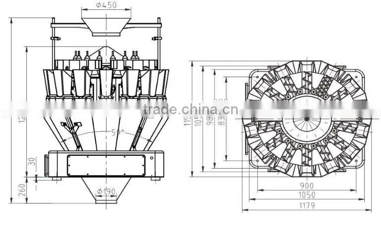 Automatic multihead combination weigher for screw feeding