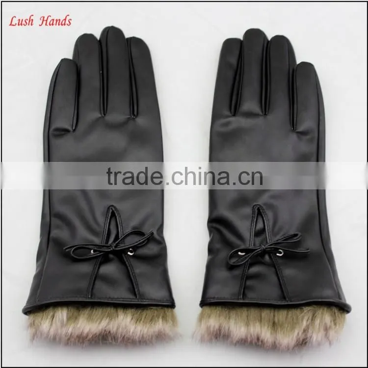 ladies PU working leather gloves women winter