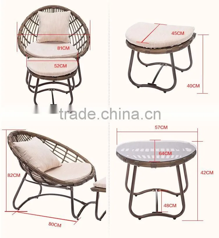 2PCS Chaise Portable Deck Outdoor Beach Rattan Lazy People Sun Lounger