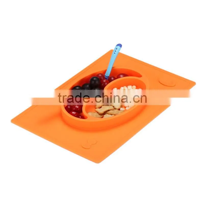 BPA free 2016 good quality one-piece silicone rubber placemat plate