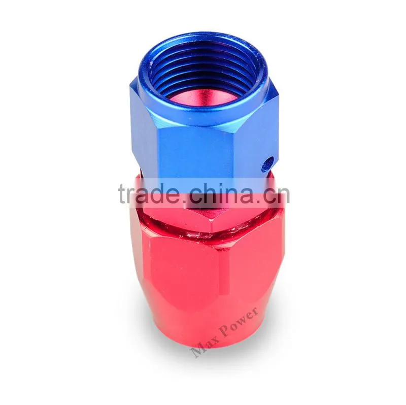 Aluminum oil cooler fitting straight swivel hose ends adapter blue and red 40-001-08