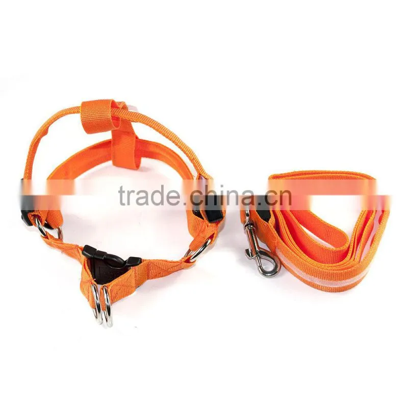 LED Flashing Light Dog Harness Safety Pet Dog Puppy Harness Collar & Lead Leash