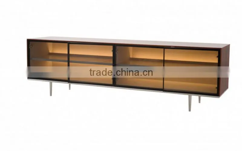 Factory mahogany wood price modern living room furniture sideboard with warm led backlight