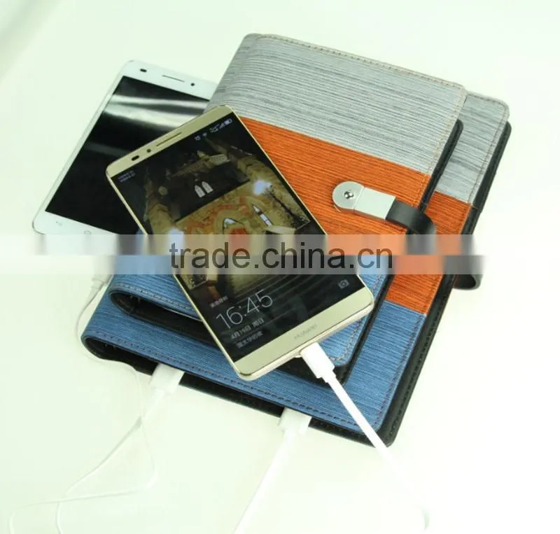 2016 latest creative business gift USB & powerbank leather cover notebook