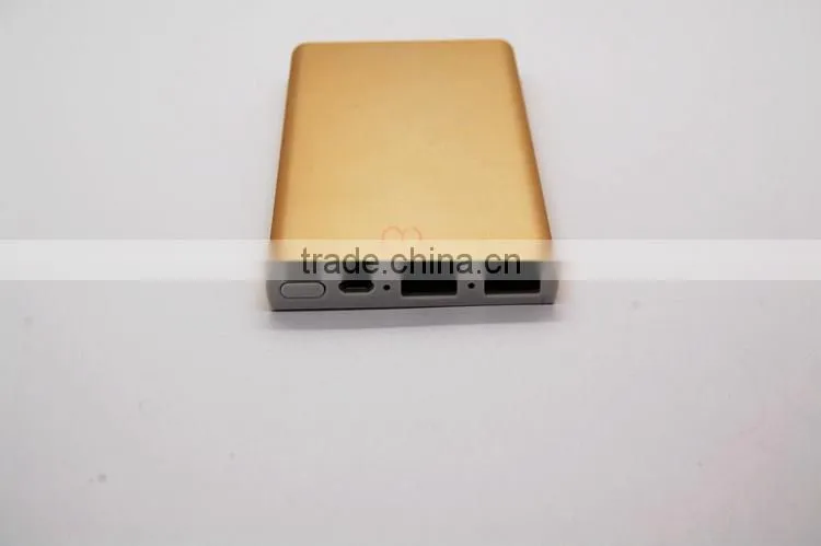 Manufactory power bank W008 aluminium alloy High quality polymer 5000mah power bank portable external battery charger for samsu