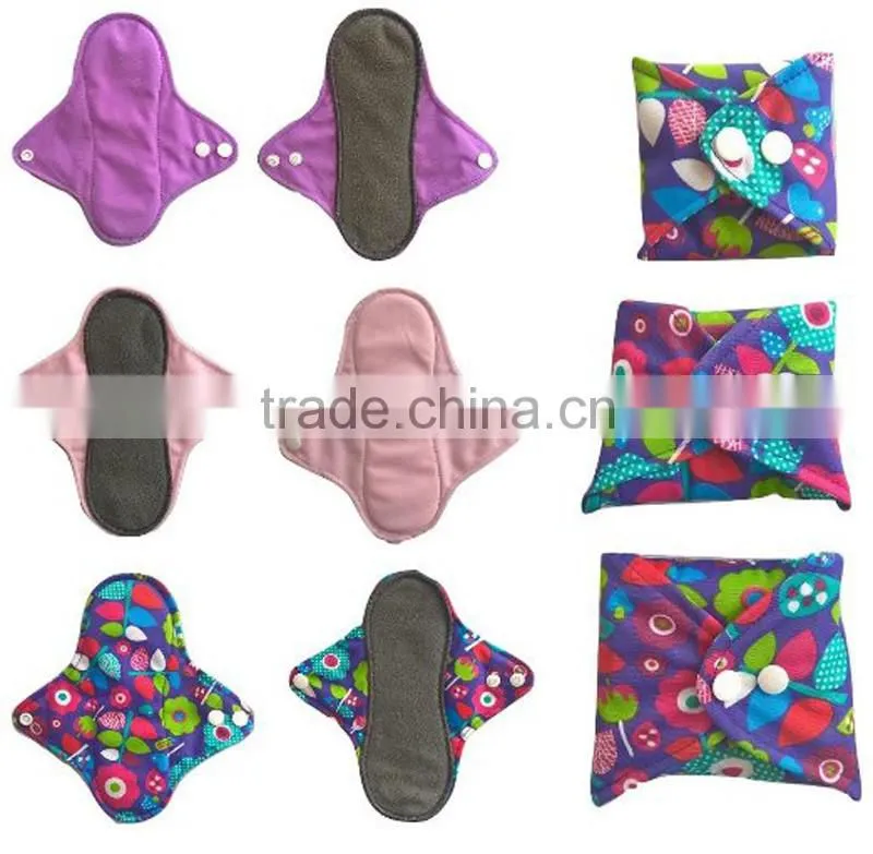 Washable Reusable Heathy Natural charcoal bamboo Women Using Sanitary pads