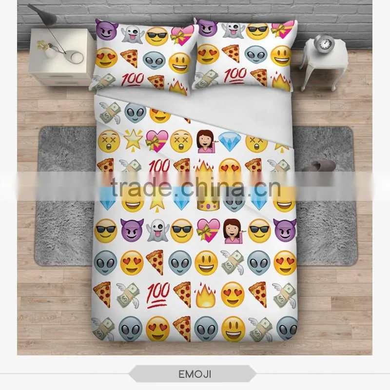 fashion color emoji 3D print bedding sets soft home textile four season collection colorful print funny animal children printing