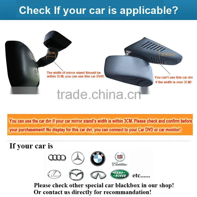 Newest iphone&android wifi connection supported Hidden manual car camera hd dvr 1080p for all cars