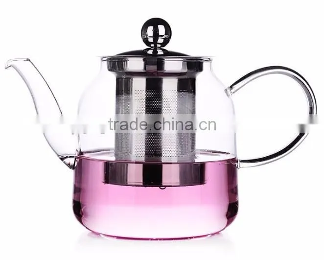 1200ml Hot Selling Borosilicate Glass Tea Pot With Stainless Steel Infuser Tea Pitcher Teapot
